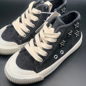 NWT ZARA KIDS Black Fabric Girl Tennis Shoes SIZE 27 US 9.5